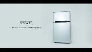Costway 3.2 cu ft. Freestanding Compact Stainless Steel Refrigerator (EP22672)