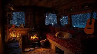 Sleep Fast in a Warm Camper Van ❄️ Snowstorm Outside, Soft Piano & Fireplace Sounds for Deep Sleep