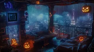 Futuristic Balcony Haven: Light Rain & Soothing Sci-Fi Soundscape | 12 Hours of Serenity | ASMR 😴