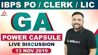 [MUST WATCH] General Awareness (GA) Power Capsule for IBPS PO Mains and LIC Assistant Mains 2019