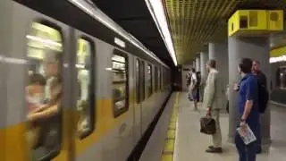 Milan Metro Line 3 train arriving at Duomo
