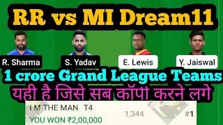 RR vs MI Dream11|RR vs MI Dream11 Team Prediction Today|RR vs MI Dream11 Prediction|