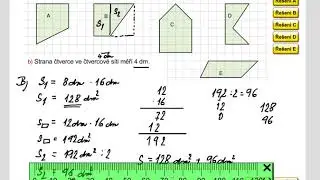 Obsah trojúhelníku (znázorněného ve čtvercové síti), Geometrie pro 5.roč., str. 37, cv. 4b,c