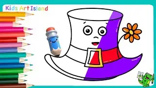 How to draw a MAGIC HAT step by step | drawing,painting and coloring a cute magician hat for kids 🎩