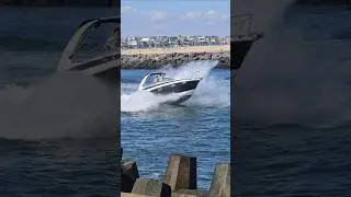 Great Crownline Boat Hits Some Choppy Surf In The Manasquan Inlet
