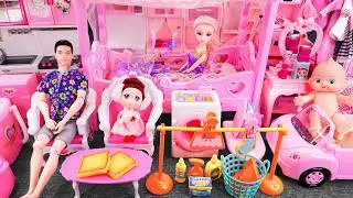 21 Minutes Satisfying Unboxing Pink Princess Doll House with Slide Bed Toys Collection Review Toys
