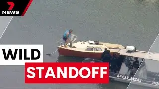 Dramatic stand-off involving wanted man on a boat ends dangerous crime spree | 7NEWS Australia