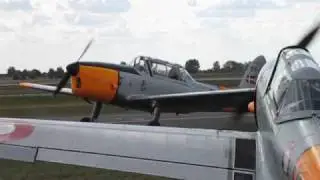 DeHavilland Canada DHC-1 Chipmunks start up Roskilde Airshow
