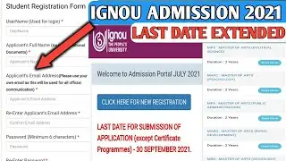 IGNOU - Admission 2021 Last date extended || Indira Gandhi National Open University ||