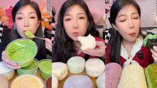 ASMR MUKBANG - MUKBANG SOUND - CREAMY BOX CAKE, MOCHI, ROLLING CAKE