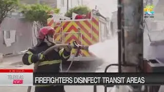 #TeleislasNews #English Firefighters disinfect transit &aacute;reas.