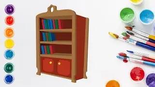 Haw to draw bookcase | Книжный шкаф