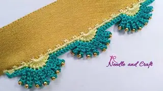 New, Unique & Elegant crochet saree kuchu design using gold beads | Bridal design | Krosha design