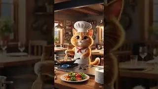 Orange Cat Cooking #cooking cat#cat chef#funny cat cooking#cute cat cooking