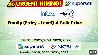 🔥 URGENT OFF CAMPUS  SUPERSET HIRING 2024 -25-26 | Infosys & Wipro  | Freshers 2024-2025  Apply Fast