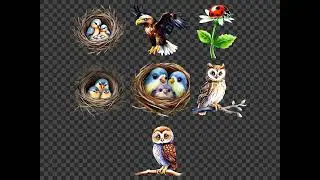 Cute Flying Animals Clipart Bundle Winged Wonders Hummingbird Butterfly Owl Bumblebee Parrot Digi...