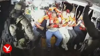 Moment Israeli army intercepts Gaza bound aid ship Handala