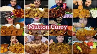 ASMR EATING SPICY MUTTON CURRY, EGG KALIA CURRY, SPICY FISH CURRY WITH DIFFERENT TYPES OF FRIED RICE