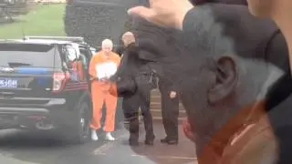 Jerry Sandusky enters the Centre County Courthouse Monday morning