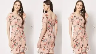 Trend Arrest Smocking Floral PrintedGeorgette Sheath Dress#dress #viral #viralvideo