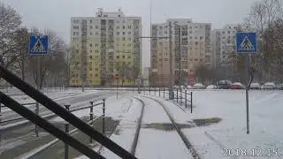 Gyorsított havas reggel a 2-es villamospályán, Debrecenben 2018.12.15.