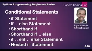 #40 Python Conditional Statements
