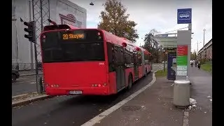 Norway, Oslo, ride with bus No 20 from Carl Berners plass to Københavngata + walk to Anker Apartment