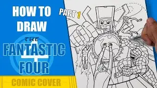 EASIEST Way to Draw The FANTASTIC FOUR Comic Cover | Step By Step |