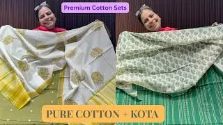 Premium Cotton Suits with Kota Block Printed Dupattas | Elegant Handloom Cotton Collection