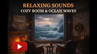 Cozy Room + Ocean Storm &bull; Rain, Waves & Fireplace Ambience for Sleep or Study (30 min)