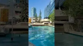 Relaxing Fountain in Downtown Calgary 🌊 #canada  #cityvibes