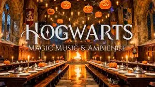 Hogwarts Halloween Feast Ambience 🎃 Magical Great Hall | Harry Potter Music & Cozy Autumn Atmosphere