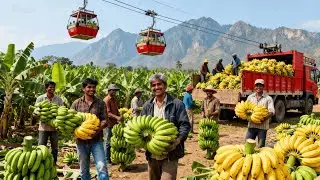 Banana Harvesting 2025 🍌 Cableway System Moves Millions