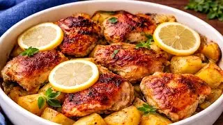 Griechisches Zitronenhähnchen mit Kartoffeln! Meine Familie isst es in einer Minute auf!