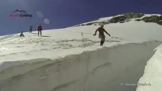 Crevasse rescue practice - stop a falling in a crevasse