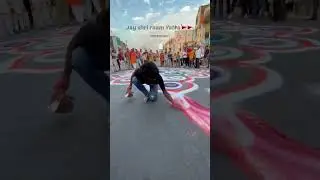 Road Rangoli Designs | Simple Rangoli. art | unique rangoli | #shorts #rangoli #gujarat #surat #2m