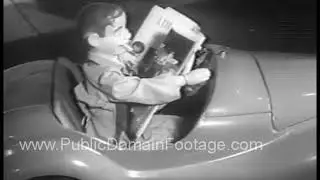 1953 Self Driving Car Invention with Ventriloquist Dummy archival footage