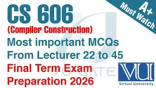 CS606 Final Term Solved MCQs 2026 | Compiler Construction Preparation | VU Gate