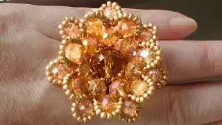 Aula de Bijuteria: Anel de miçangas e cristais (DIY beads ring)😍😍😍