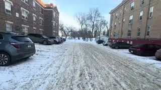 Walk on Saskatoon in Snow slippery 