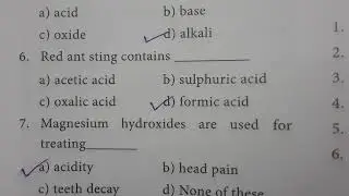 8th std science/Unit 14/ Acids and Bases/ One mark questions and answers/TNPSC GS.