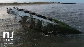 The wreck of the S.S. Atlantus slowly fading into Delaware Bay
