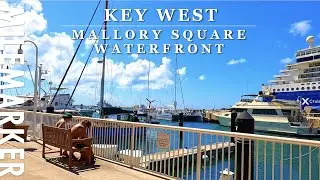 [4K] KEY WEST Waterfront & Mallory Square Sunset Pier - Relaxing Scenic Walking Tour with Binaural 🎧