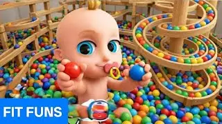 Johny Johny Yes Papa - Learn Colors with MARBLE RUN - Nursery Rhymes & Kids Songs -fit fun 🍭🍭