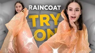 [4K USA] Translucent Peach Raincoat ✨ Glossy Layers, Soft Rustle & Calm Mood