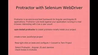 A small Overview on Selenium Protractor