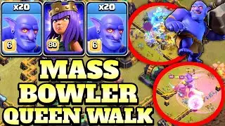 Th14 20 Bowler Attack Strategy With Queen Walk!! Th14 Attack Strategy - Clash Of Clans
