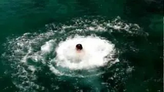 Jumping off the wall in Cozumel, Mexico at No Name Bar/Barracuda (1/5)