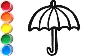 Rainy Umbrella Painting and Drawing Learn Colors Coloring Page | Happy Joy Art
