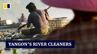 Myanmar’s river cleaners make a living by picking and selling trash along Yangon creek